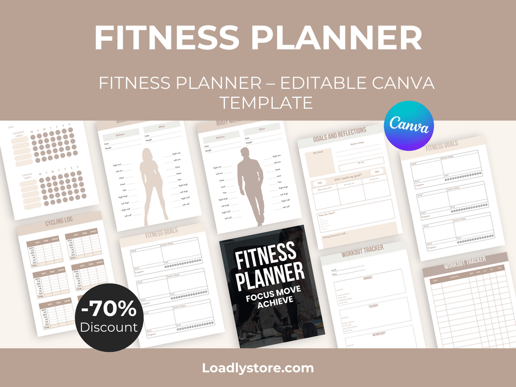 💪 Fitness Planner – Editable Canva Template