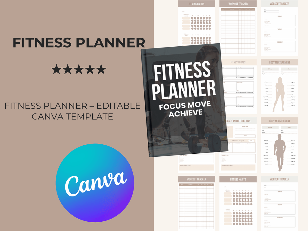 💪 Fitness Planner – Editable Canva Template
