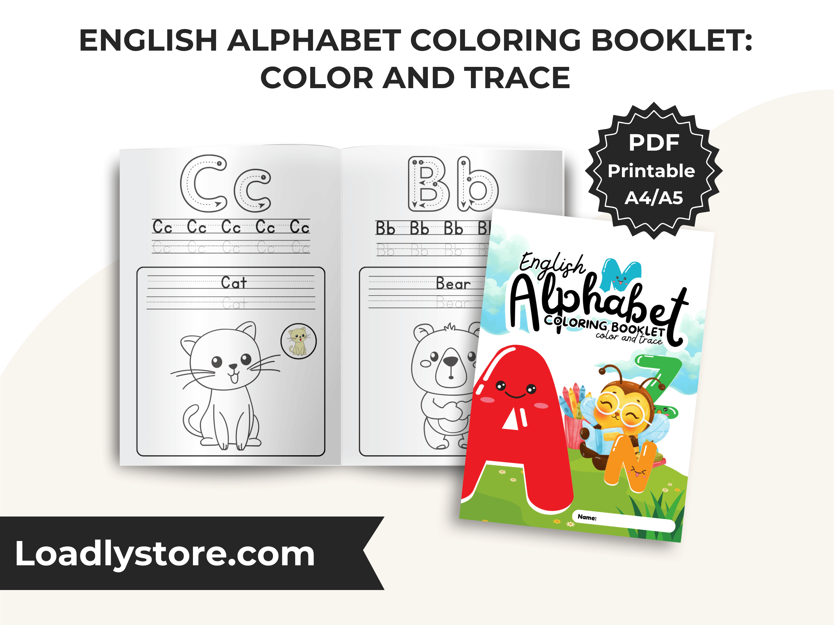 English Alphabet Coloring Booklet: Color and Trace