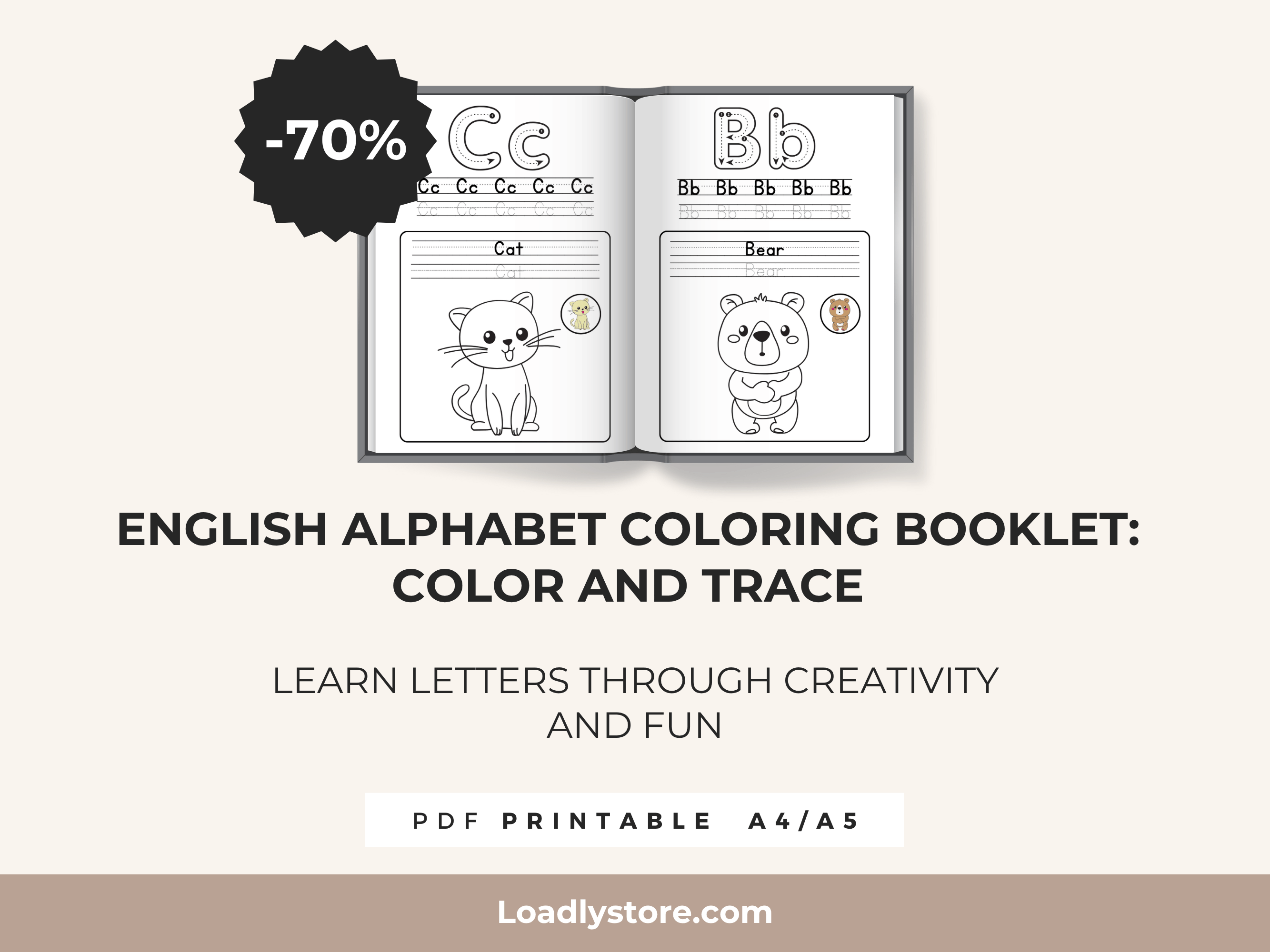 English Alphabet Coloring Booklet: Color and Trace