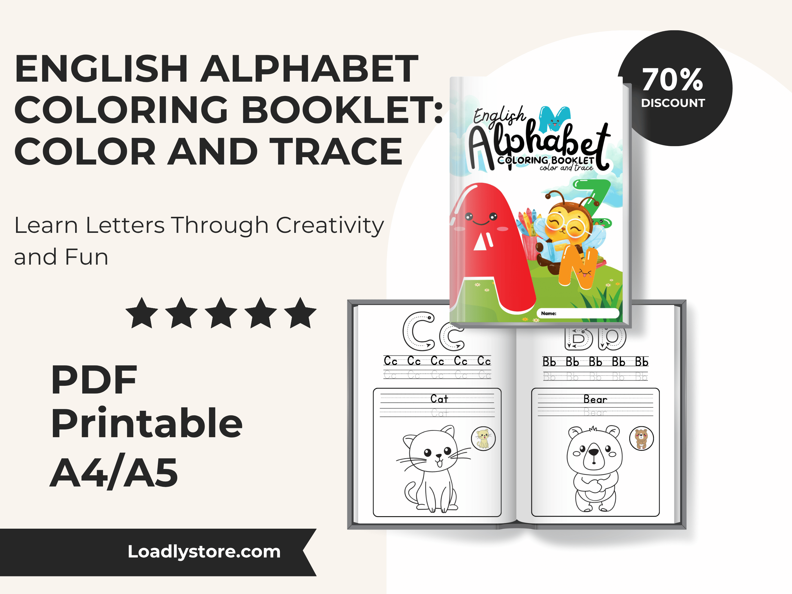 English Alphabet Coloring Booklet: Color and Trace